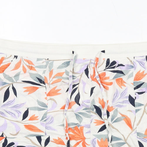 Marks and Spencer Womens Multicoloured Geometric Linen A-Line Skirt Size 16 Drawstring - Leaf pattern