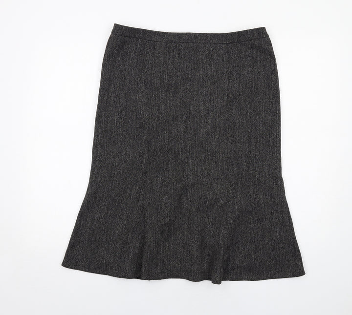 BHS Womens Grey Polyester A-Line Skirt Size 12 Zip