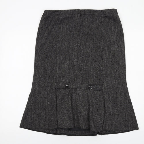 BHS Womens Grey Polyester A-Line Skirt Size 12 Zip