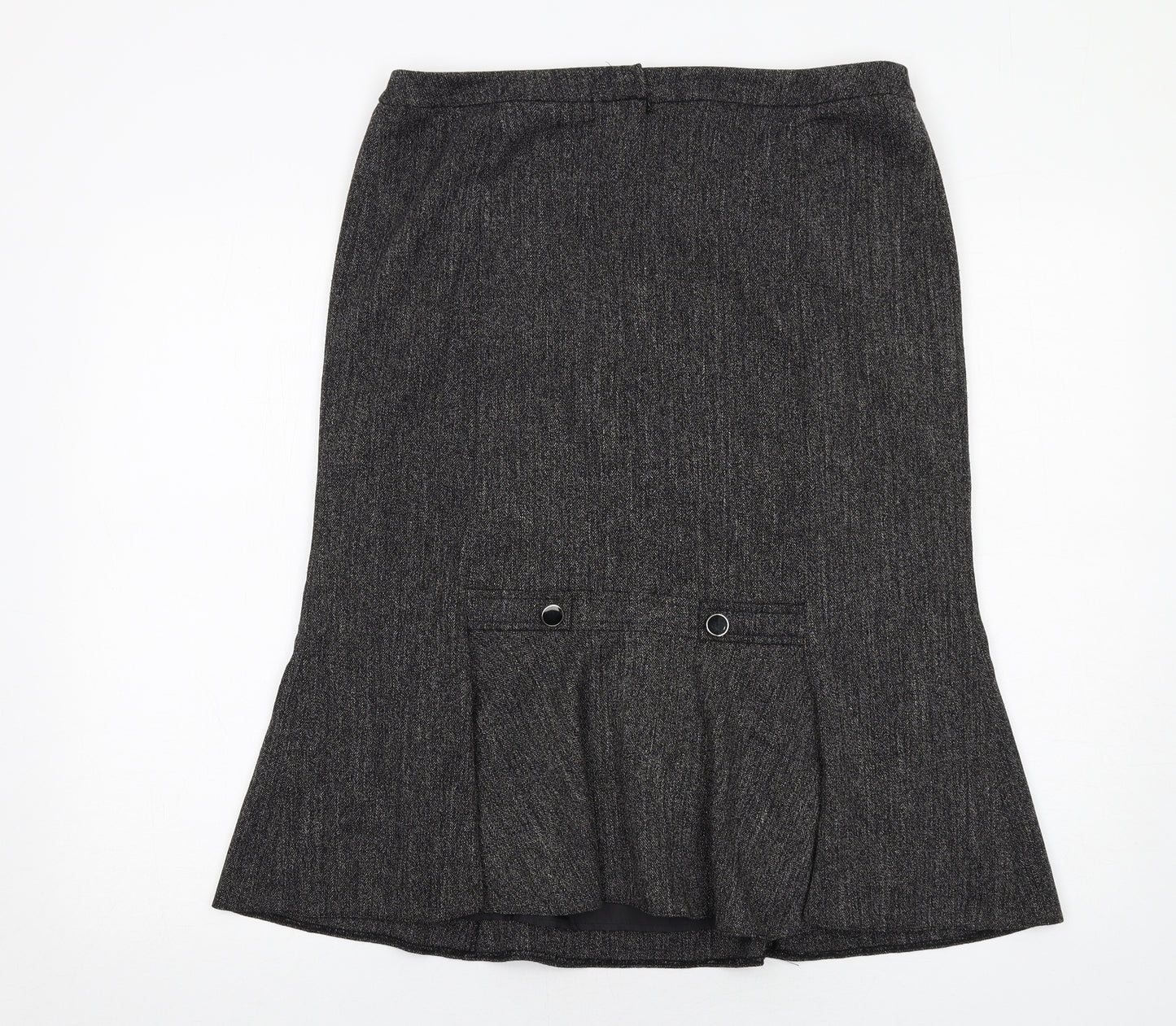 BHS Womens Grey Polyester A-Line Skirt Size 12 Zip