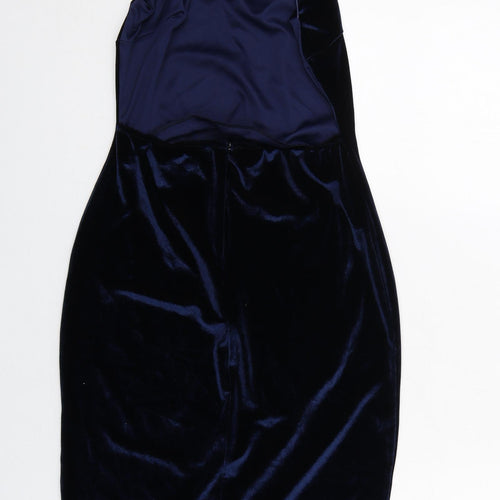 Missguided Womens Blue Polyester Bodycon Size 10 Round Neck Zip