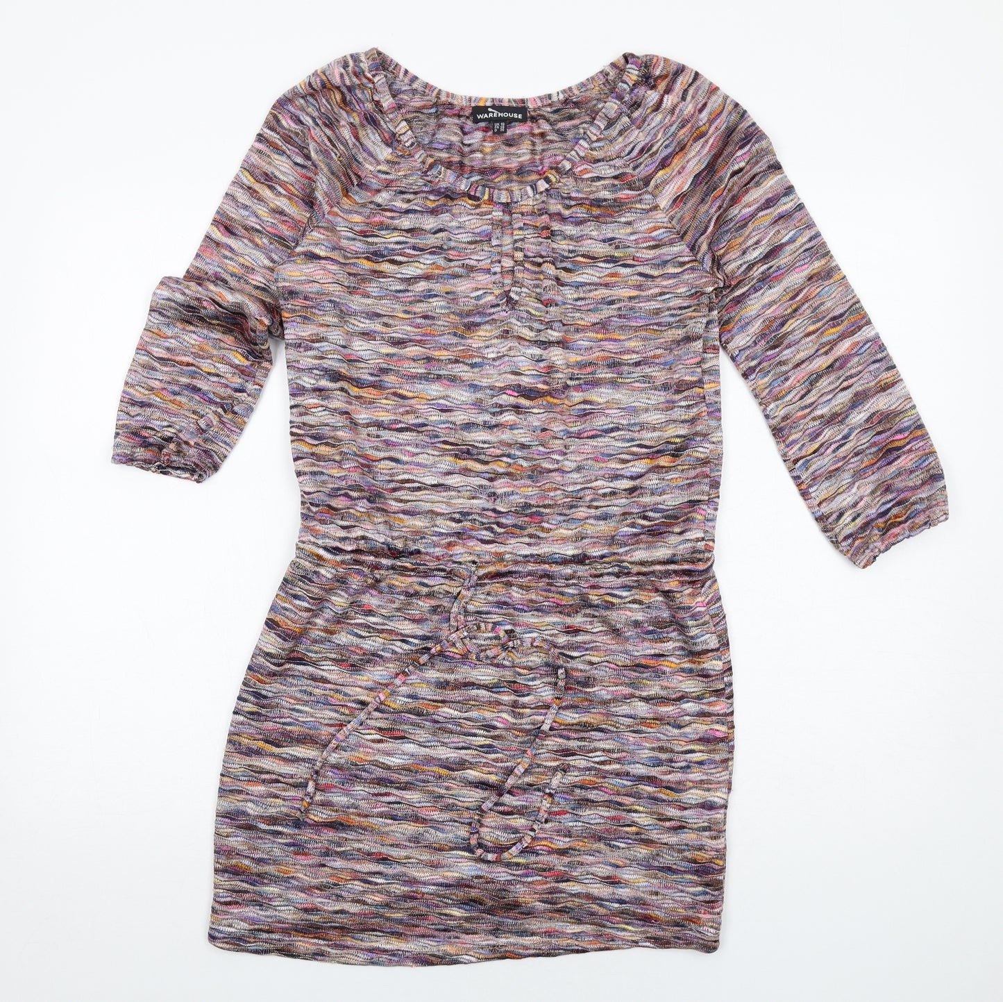 Warehouse Womens Multicoloured Polyester Bodycon Size 10 Round Neck Pullover