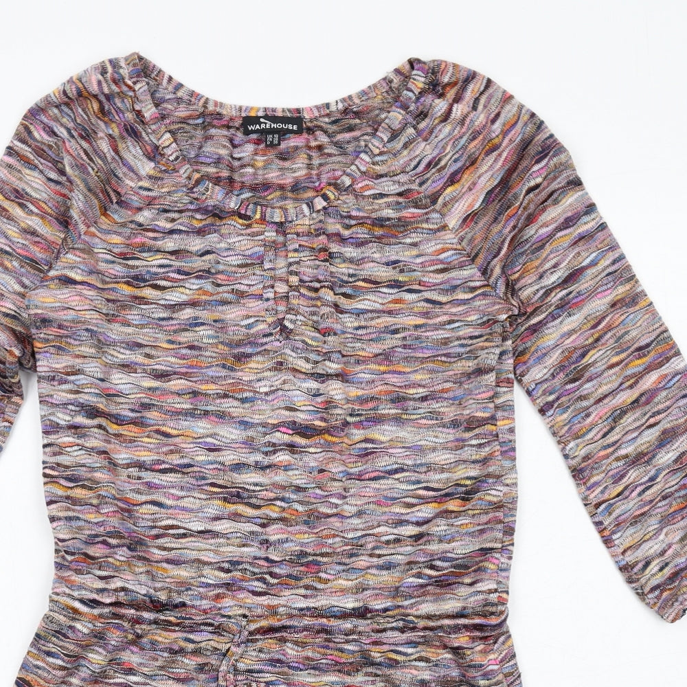 Warehouse Womens Multicoloured Polyester Bodycon Size 10 Round Neck Pullover
