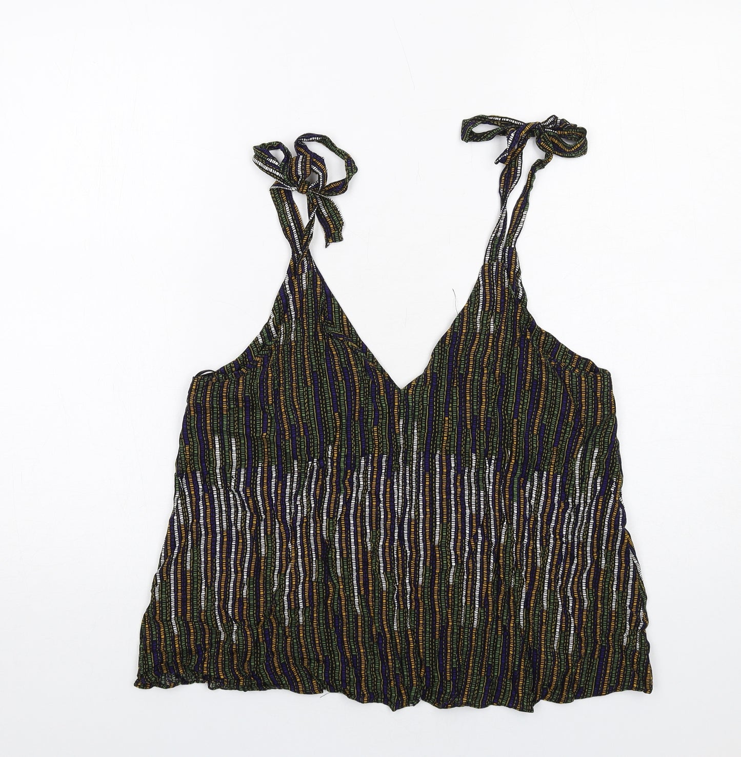 H&M Womens Multicoloured Geometric Viscose Camisole Tank Size 12 V-Neck