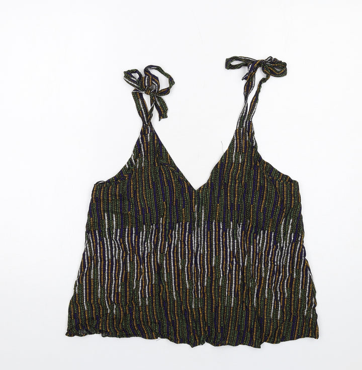 H&M Womens Multicoloured Geometric Viscose Camisole Tank Size 12 V-Neck