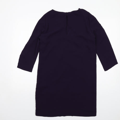 Zara Womens Purple Polyester A-Line Size S Round Neck Button