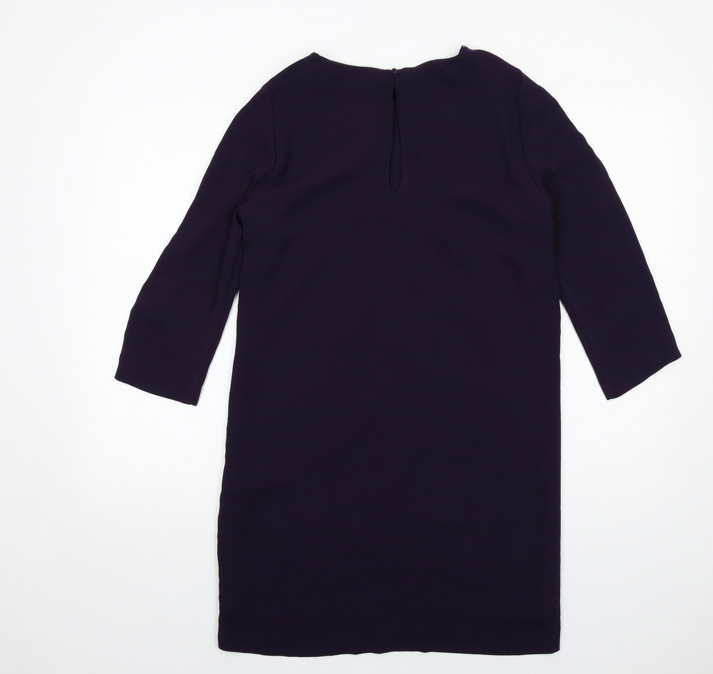 Zara Womens Purple Polyester A-Line Size S Round Neck Button