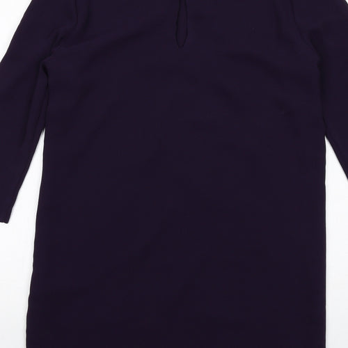 Zara Womens Purple Polyester A-Line Size S Round Neck Button