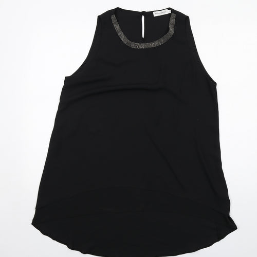 Paraphrase Womens Black Polyester Basic Tank Size 14 Round Neck