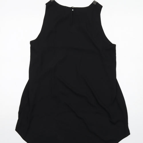Paraphrase Womens Black Polyester Basic Tank Size 14 Round Neck