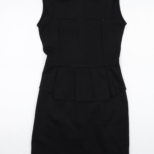 Code Pink Womens Black Polyester Shift Size 10 Round Neck Zip
