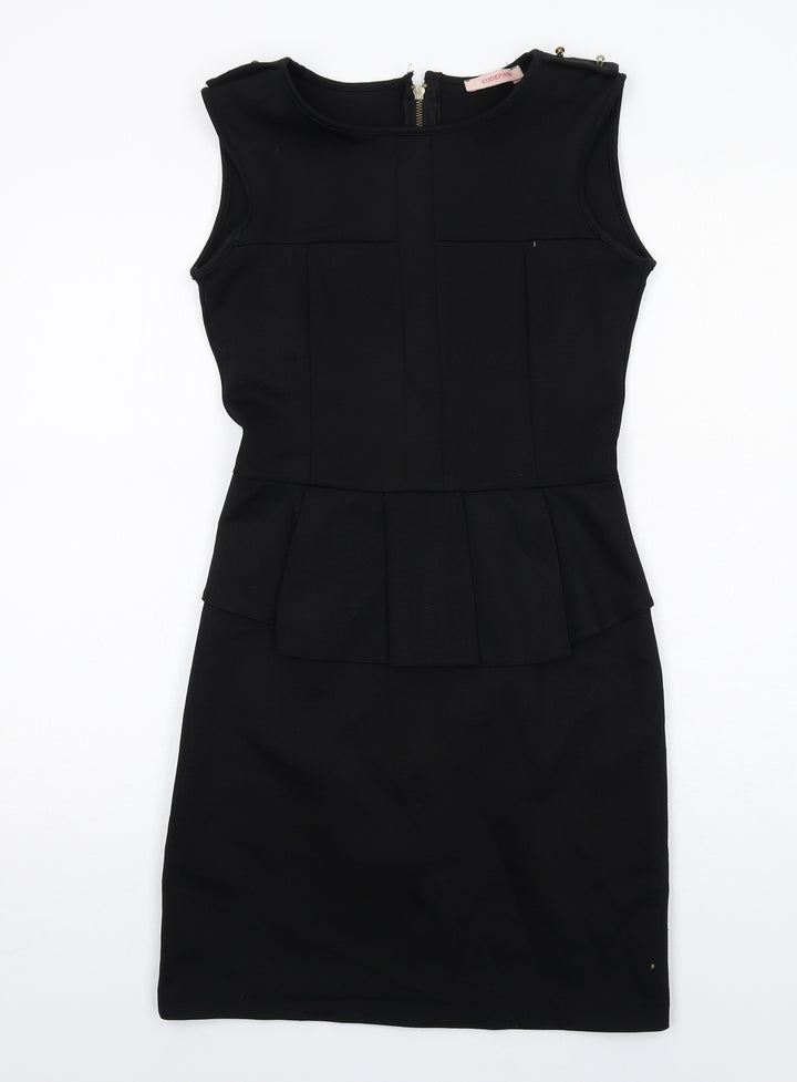 Code Pink Womens Black Polyester Shift Size 10 Round Neck Zip