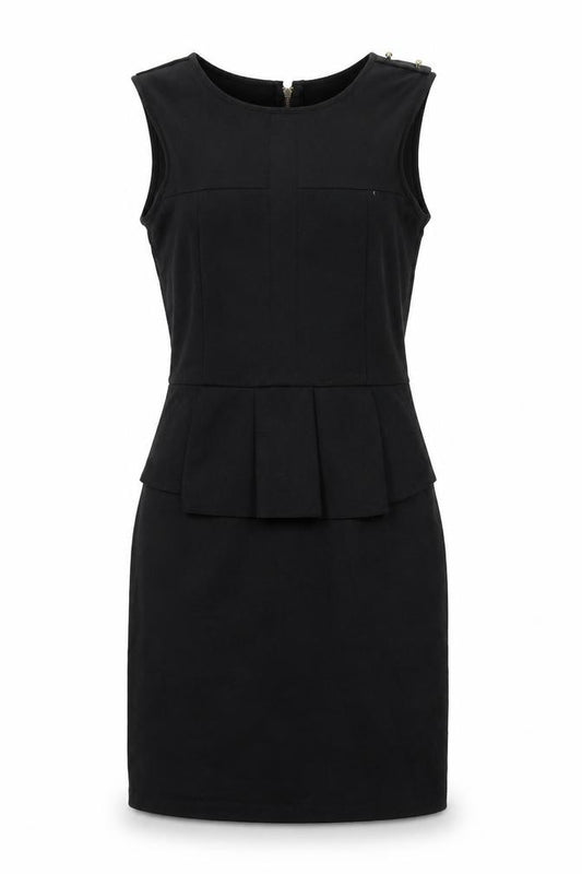 Front view of Code Pink women’s black polyester shift, size UK 10, round neck zip