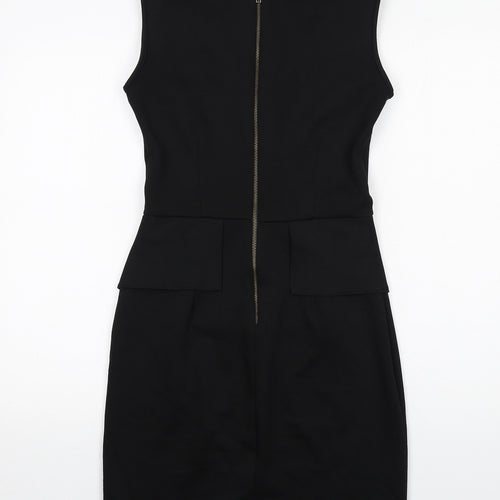 Code Pink Womens Black Polyester Shift Size 10 Round Neck Zip