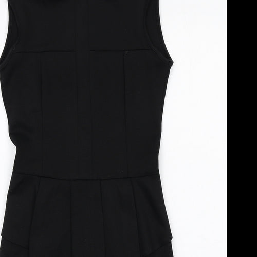 Code Pink Womens Black Polyester Shift Size 10 Round Neck Zip