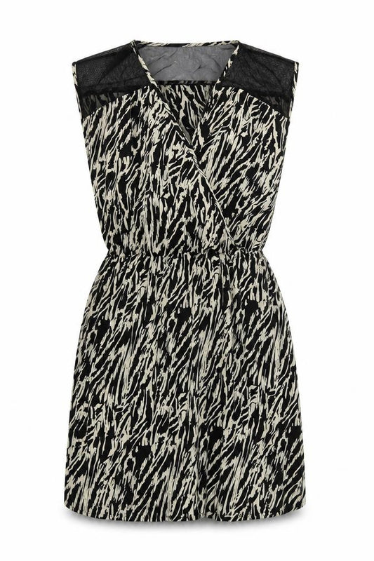 Front view of Pins & Needles women’s black geometric polyester a-line, size M, round neck pullover
