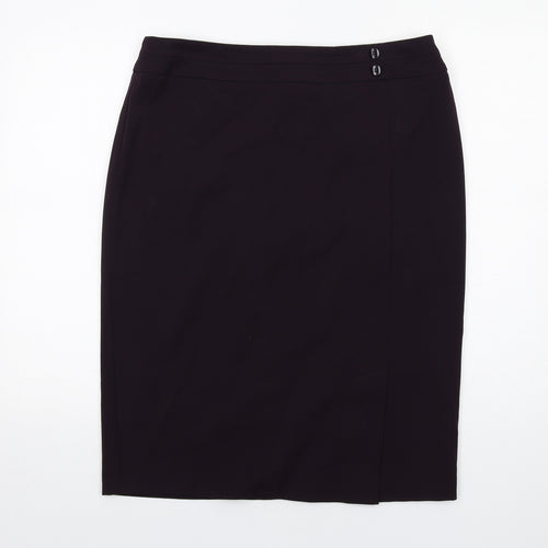 BHS Womens Purple Polyester A-Line Skirt Size 14 Zip