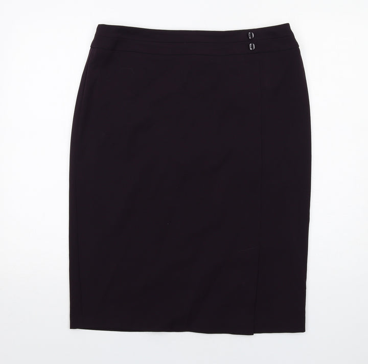 BHS Womens Purple Polyester A-Line Skirt Size 14 Zip