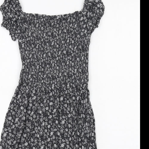 Marks and Spencer Girls Grey Floral Viscose A-Line Size 9-10 Years Off the Shoulder Pullover