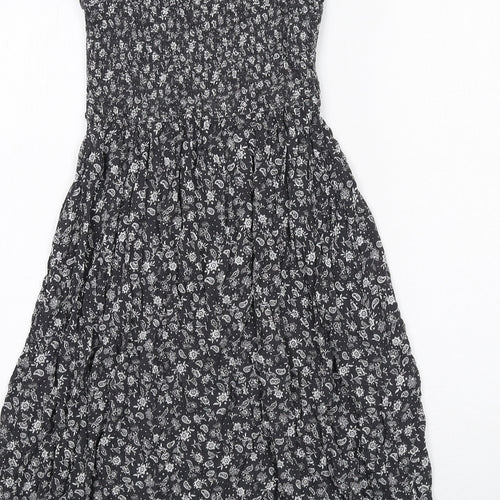 Marks and Spencer Girls Grey Floral Viscose A-Line Size 9-10 Years Off the Shoulder Pullover