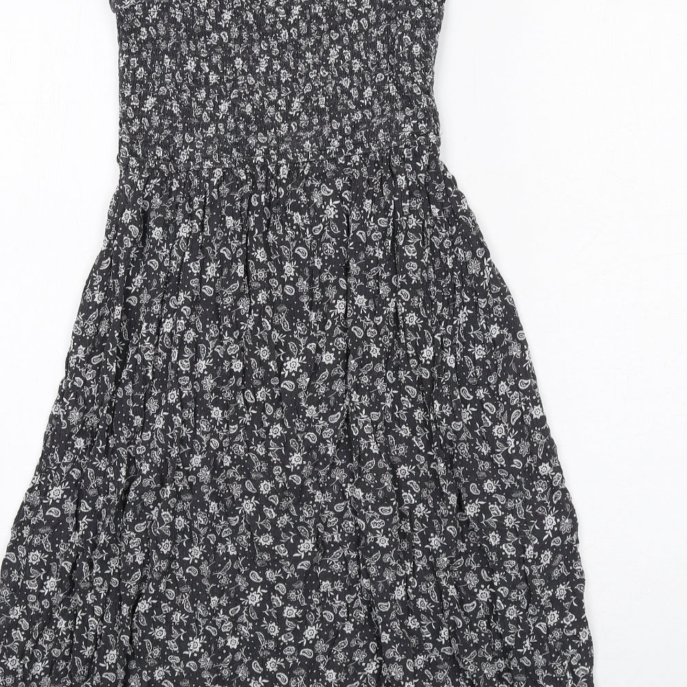 Marks and Spencer Girls Grey Floral Viscose A-Line Size 9-10 Years Off the Shoulder Pullover