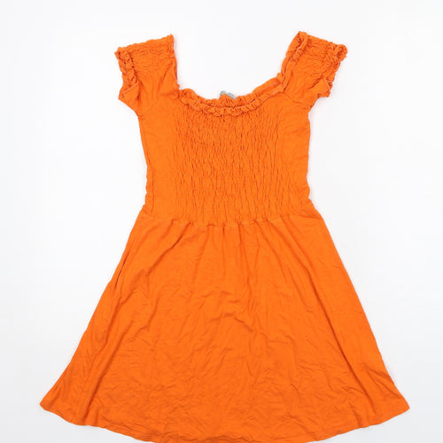 ASOS Womens Orange Viscose Fit & Flare Size 4 Round Neck Pullover