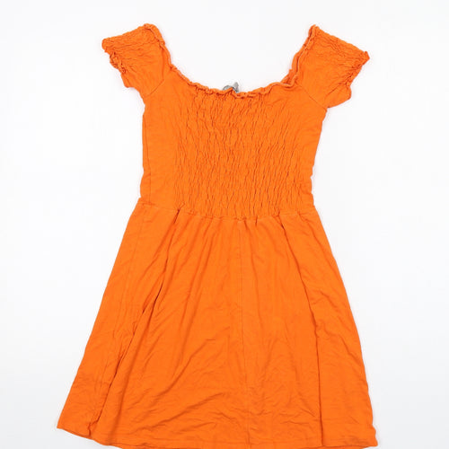 ASOS Womens Orange Viscose Fit & Flare Size 4 Round Neck Pullover