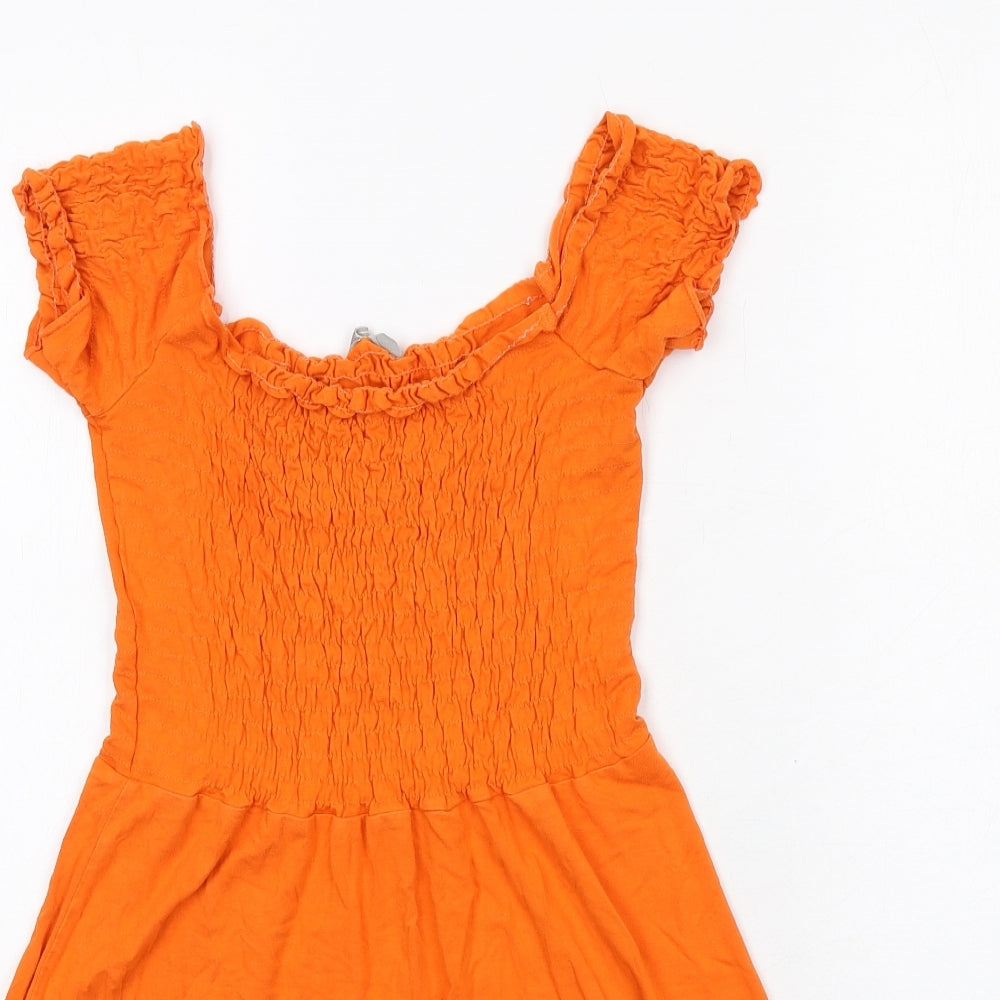 ASOS Womens Orange Viscose Fit & Flare Size 4 Round Neck Pullover
