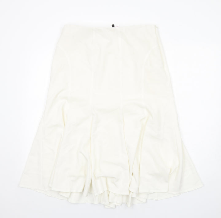 Hudson and Onslow Womens White Polyester Swing Skirt Size 14 Zip