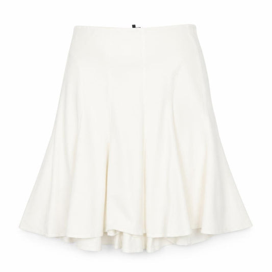 Front view of Hudson and Onslow women’s white polyester swing skirt, size UK 14, zip