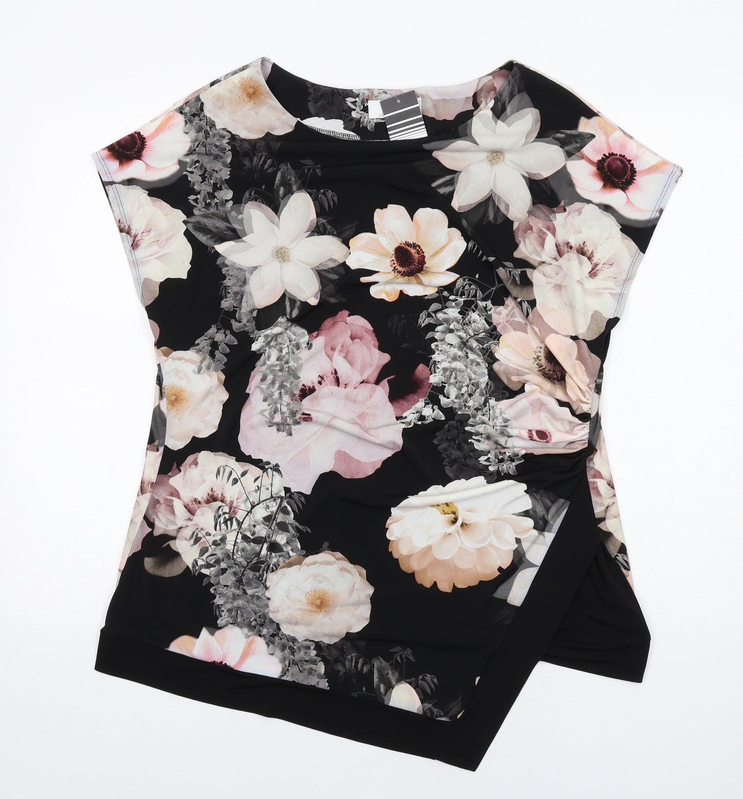Wallis Womens Multicoloured Floral Polyester Basic T-Shirt Size 18 Round Neck