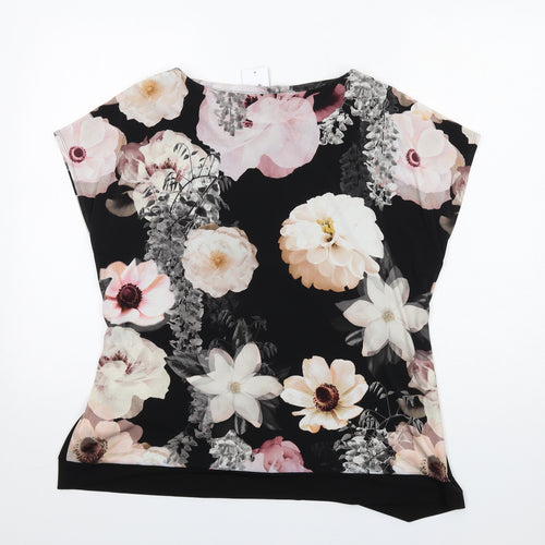 Wallis Womens Multicoloured Floral Polyester Basic T-Shirt Size 18 Round Neck