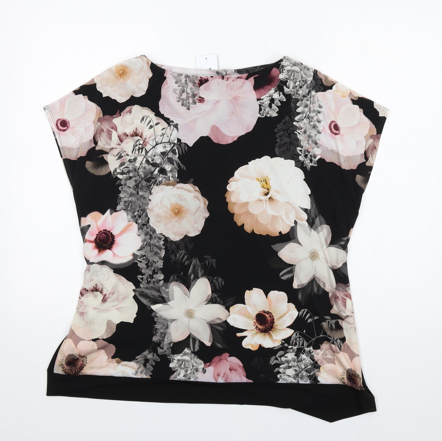 Wallis Womens Multicoloured Floral Polyester Basic T-Shirt Size 18 Round Neck
