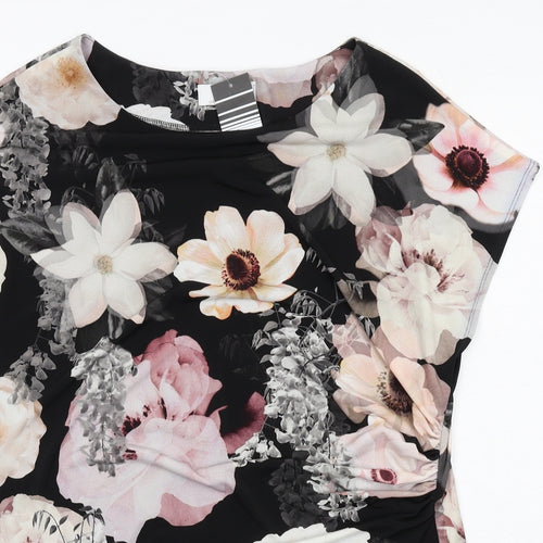 Wallis Womens Multicoloured Floral Polyester Basic T-Shirt Size 18 Round Neck