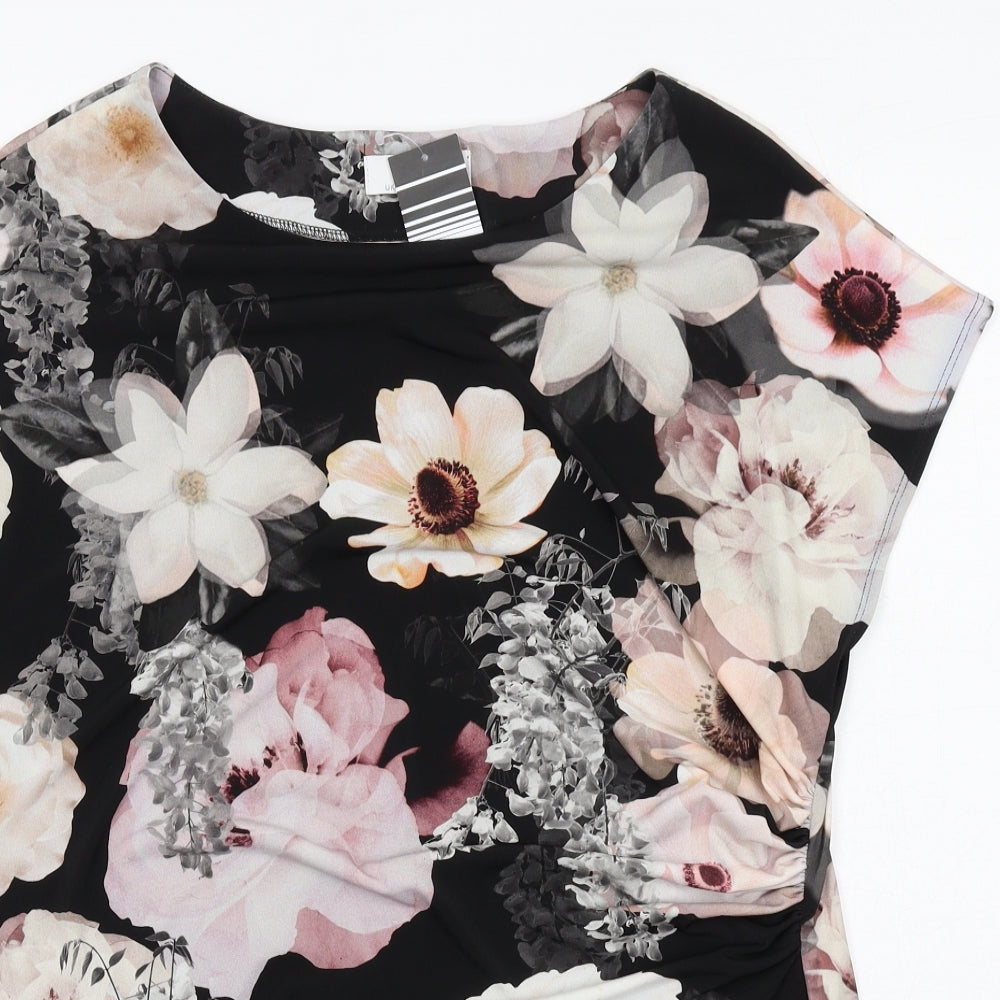 Wallis Womens Multicoloured Floral Polyester Basic T-Shirt Size 18 Round Neck