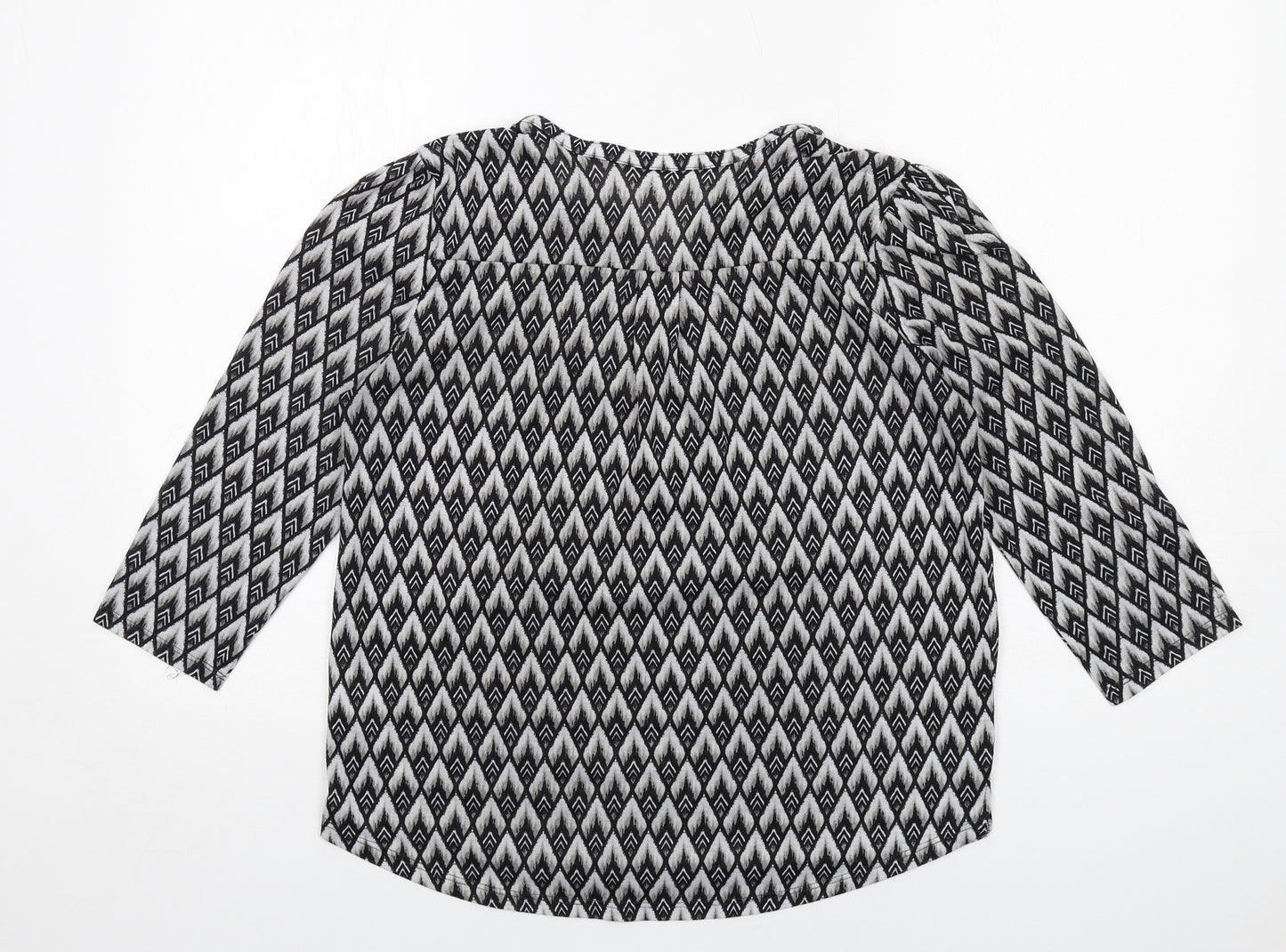 H&M Womens Black Geometric Polyester Basic Blouse Size S V-Neck