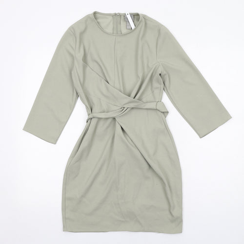 ASOS Womens Green Polyester A-Line Size 6 Round Neck Zip