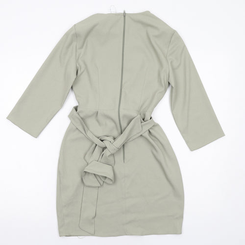 ASOS Womens Green Polyester A-Line Size 6 Round Neck Zip