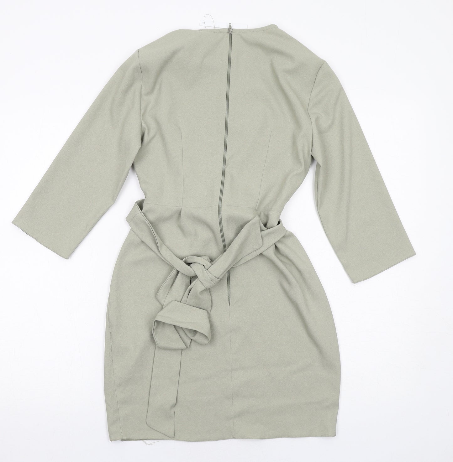 ASOS Womens Green Polyester A-Line Size 6 Round Neck Zip