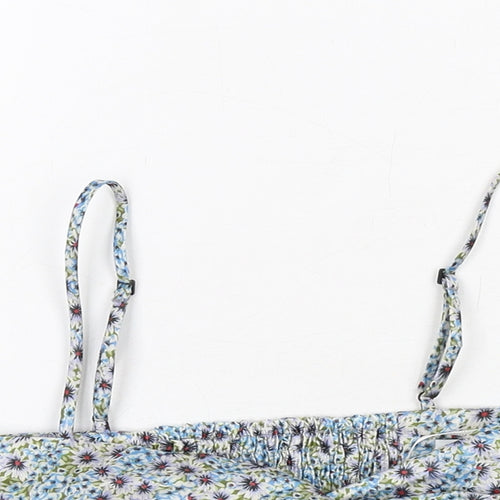 Zara Womens Multicoloured Floral Polyester Cropped Tank Size S Square Neck