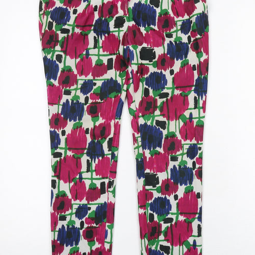 Zara Womens Multicoloured Geometric Polyester Carrot Trousers Size S Regular Zip