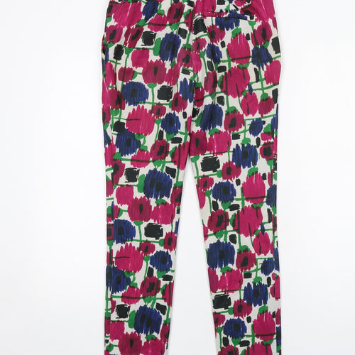 Zara Womens Multicoloured Geometric Polyester Carrot Trousers Size S Regular Zip