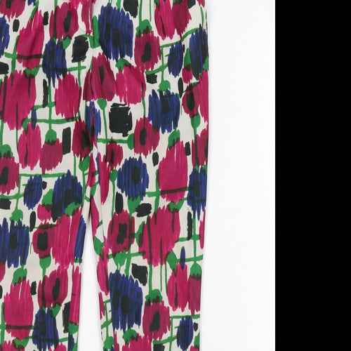 Zara Womens Multicoloured Geometric Polyester Carrot Trousers Size S Regular Zip