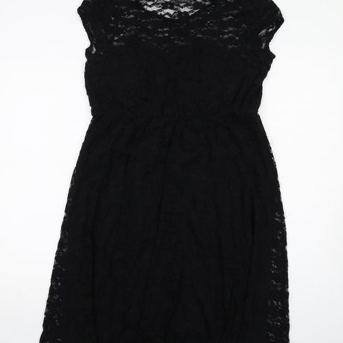 ASOS Womens Black Floral Nylon Shift Size 14 Round Neck Pullover
