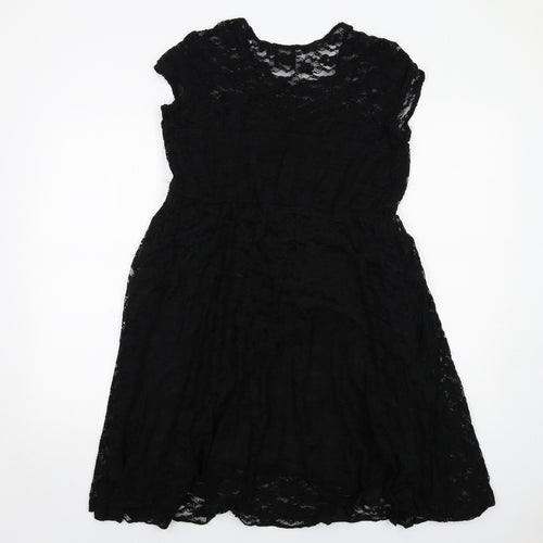 ASOS Womens Black Floral Nylon Shift Size 14 Round Neck Pullover