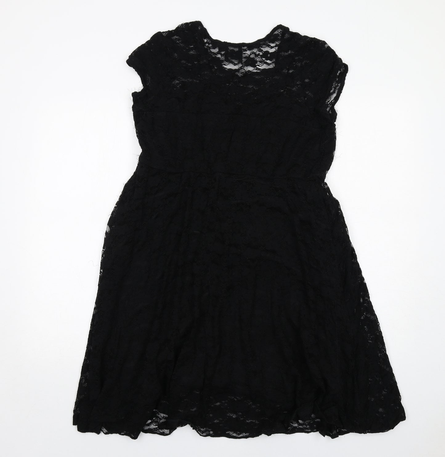 ASOS Womens Black Floral Nylon Shift Size 14 Round Neck Pullover