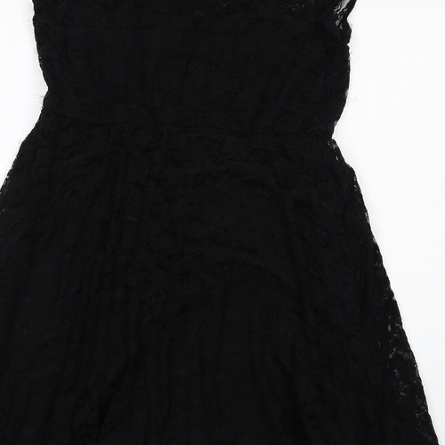 ASOS Womens Black Floral Nylon Shift Size 14 Round Neck Pullover