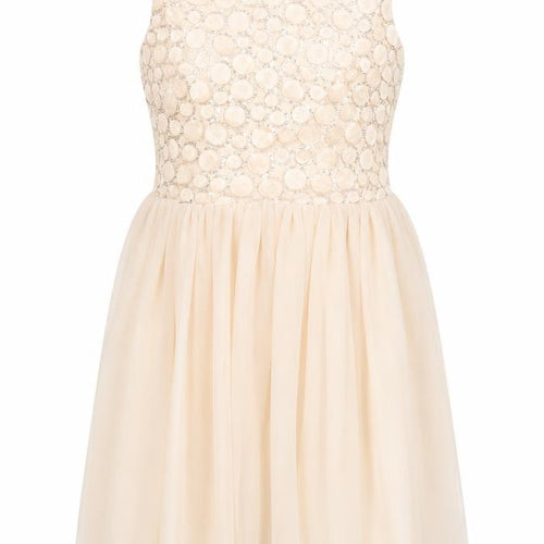 Parisian Collection Womens Ivory Geometric Polyester Fit & Flare Size 10 Round Neck Zip