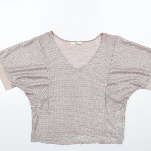 Oasis Womens Pink Polyester Basic T-Shirt Size S V-Neck