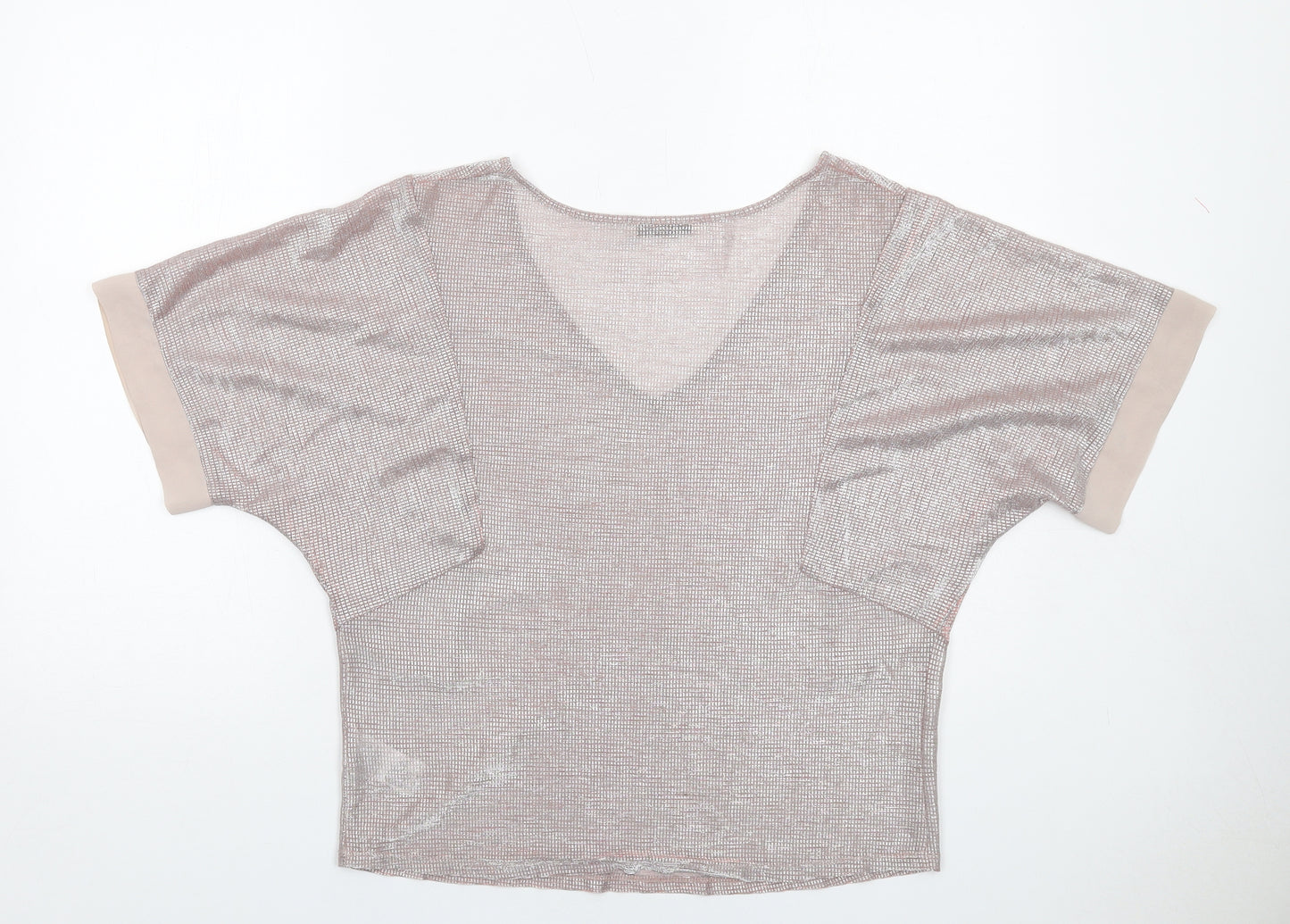 Oasis Womens Pink Polyester Basic T-Shirt Size S V-Neck